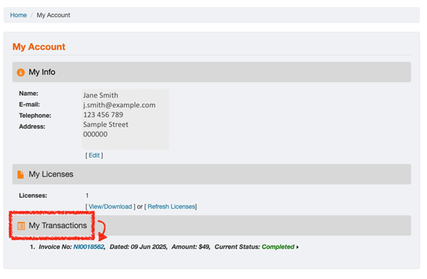 my transactions